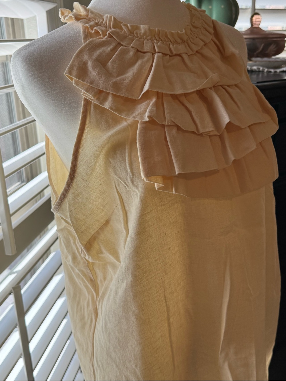 Women's Ruffled Halter Shell Top - Cream - Picture 2 of 7